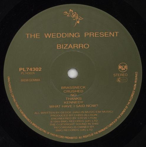 The Wedding Present Bizarro vinyl LP album (LP record) UK TWPLPBI369950
