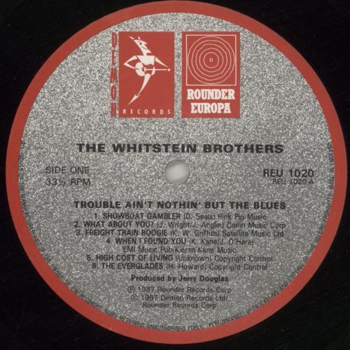 The Whitstein Brothers Trouble Ain't Nothin' But The Blues vinyl LP album (LP record) UK 94LLPTR880291