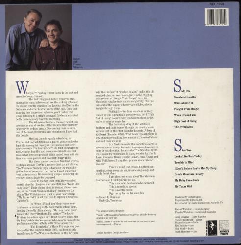 The Whitstein Brothers Trouble Ain't Nothin' But The Blues vinyl LP album (LP record) UK 94LLPTR880291