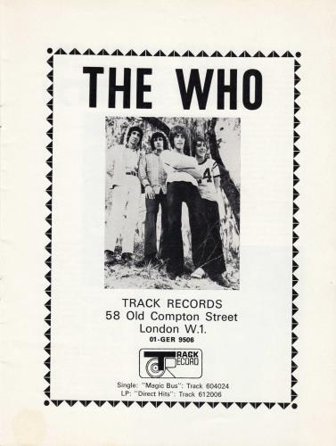 The Who 1968 Programme tour programme UK WHOTRPR697704