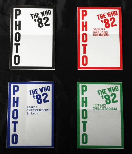 The Who '82 Tour Passes tour pass US WHOTPTO462489