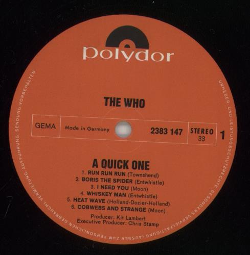 The Who A Quick One vinyl LP album (LP record) German WHOLPAQ511695