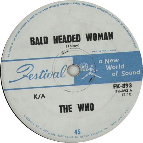 The Who Bald Headed Woman 7" vinyl single (7 inch record / 45) New Zealand WHO07BA660525