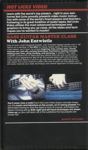 The Who Bass Guitar Master Class with John Entwistle video (VHS or PAL or NTSC) US WHOVIBA876527