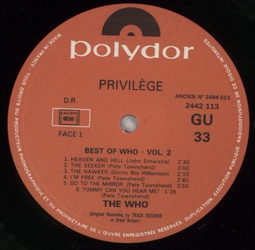 The Who Best Of Who Vol 2 vinyl LP album (LP record) French WHOLPBE199750