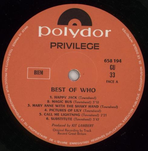 The Who Best Of Who vinyl LP album (LP record) French WHOLPBE173166