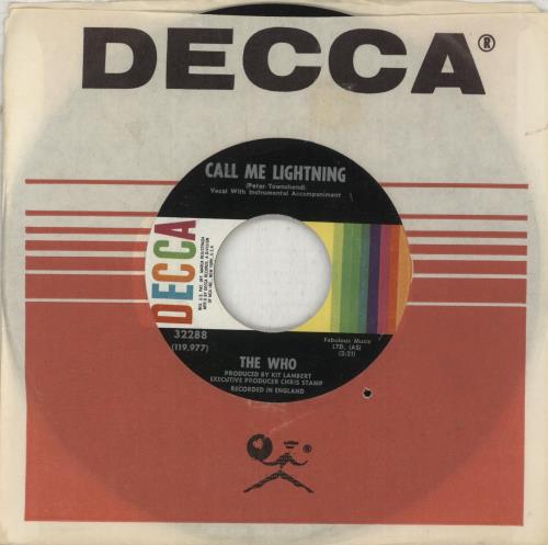 The Who Call Me Lightning 7" vinyl single (7 inch record / 45) US WHO07CA333273