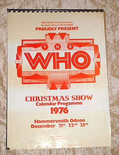 The Who Christmas Show 1976 Calendar Programme tour programme UK WHOTRCH297050