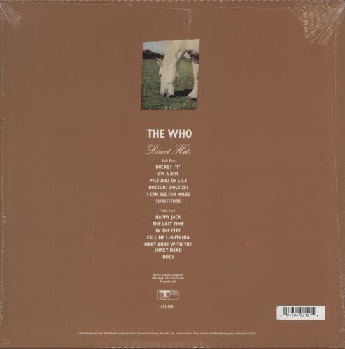 The Who Direct Hits vinyl LP album (LP record) US WHOLPDI367316