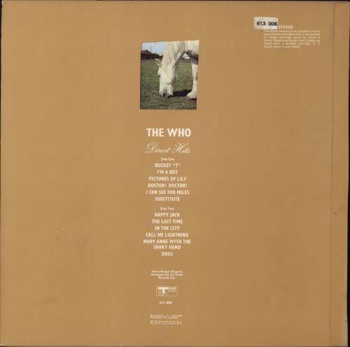 The Who Direct Hits vinyl LP album (LP record) UK WHOLPDI637773