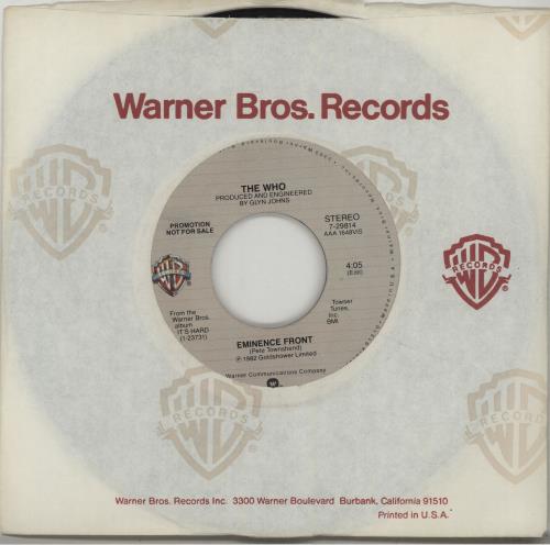 The Who Eminence Front 7" vinyl single (7 inch record / 45) US WHO07EM53425