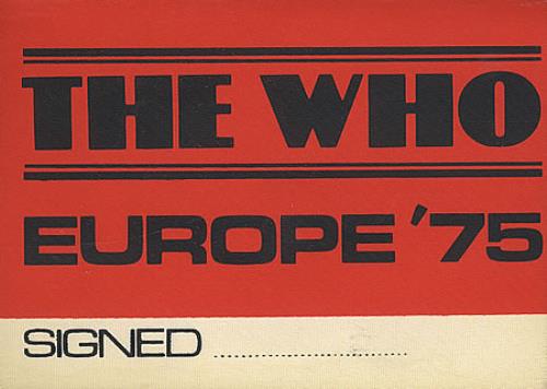 The Who Europe '75 - Red tour pass European WHOTPEU394303