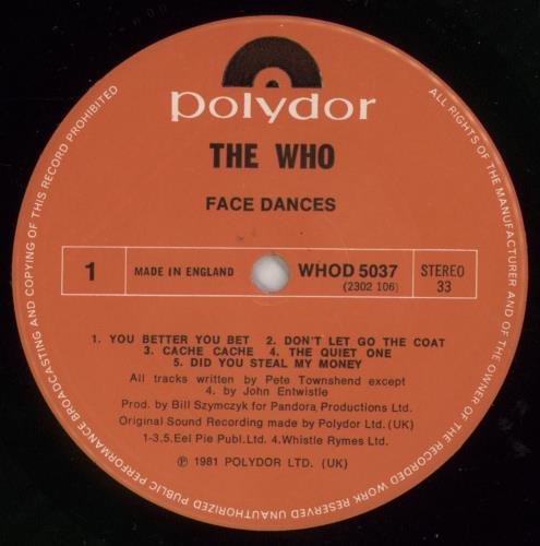 The Who Face Dances + Poster vinyl LP album (LP record) UK WHOLPFA299595