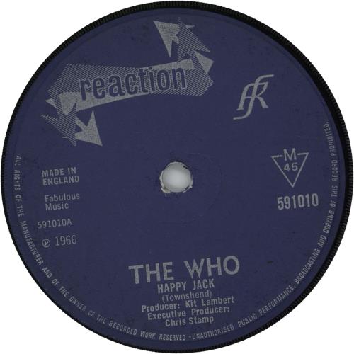 The Who Happy Jack - solid 7" vinyl single (7 inch record / 45) UK WHO07HA664695