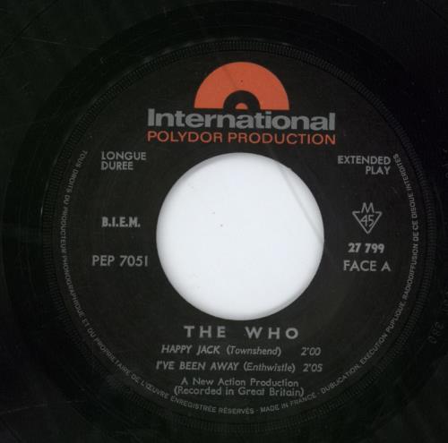 The Who Happy Jack EP 7" vinyl single (7 inch record / 45) French WHO07HA103473