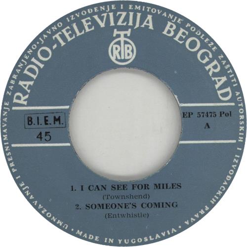 The Who I Can See For Miles 7" vinyl single (7 inch record / 45) Yugoslavian WHO07IC660520