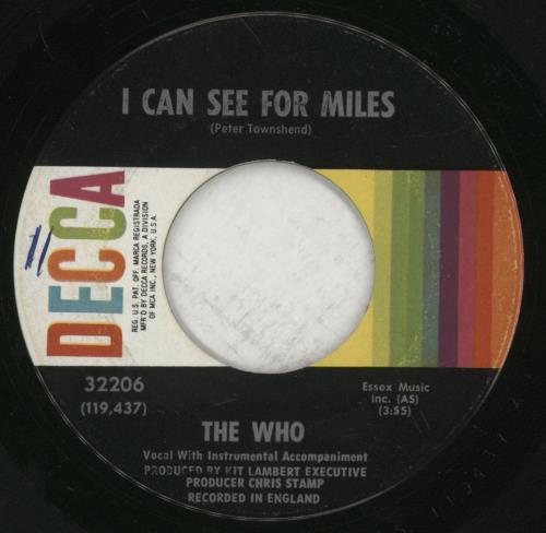 The Who I Can See For Miles 7" vinyl single (7 inch record / 45) US WHO07IC876026