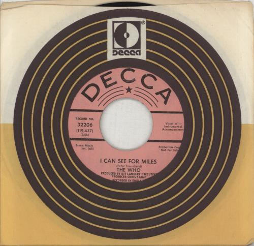 The Who I Can See For Miles 7" vinyl single (7 inch record / 45) US WHO07IC876082