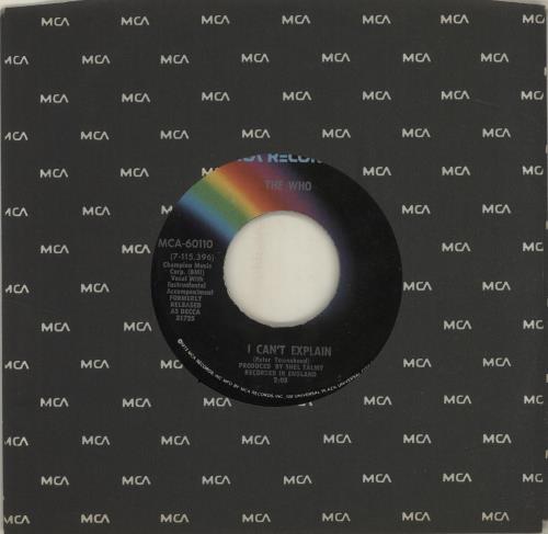 The Who I Can't Explain - Black RCA label 7" vinyl single (7 inch record / 45) US WHO07IC686710