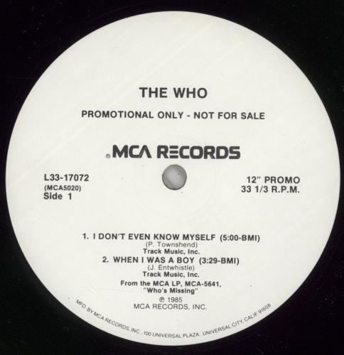 The Who I Don't Even Know Myself 12" vinyl single (12 inch record / Maxi-single) US WHO12ID71426