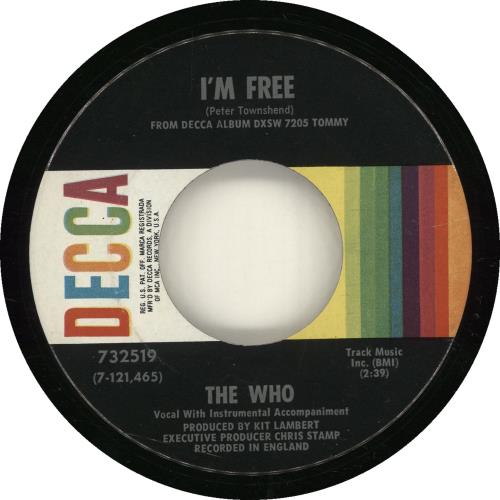 The Who I'm Free 7" vinyl single (7 inch record / 45) US WHO07IM264956