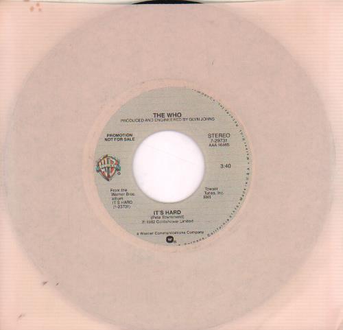 The Who It's Hard 7" vinyl single (7 inch record / 45) US WHO07IT69770