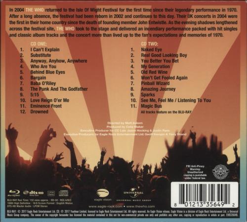 The Who Live At Isle Of Wight Festival 2004 3-disc CD/DVD Set US WHO3DLI876779