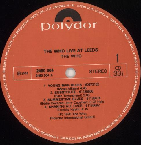 The Who Live At Leeds vinyl LP album (LP record) Brazilian WHOLPLI347545