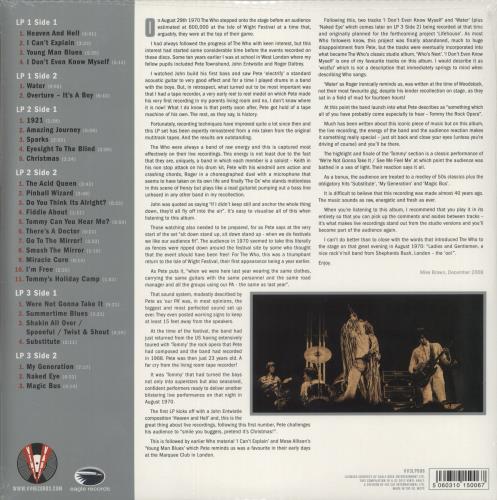 The Who Live At The Isle Of Wight Festival 1970 - Blue Vinyl + Sealed 3-LP vinyl record set (Triple LP Album) UK WHO3LLI657079