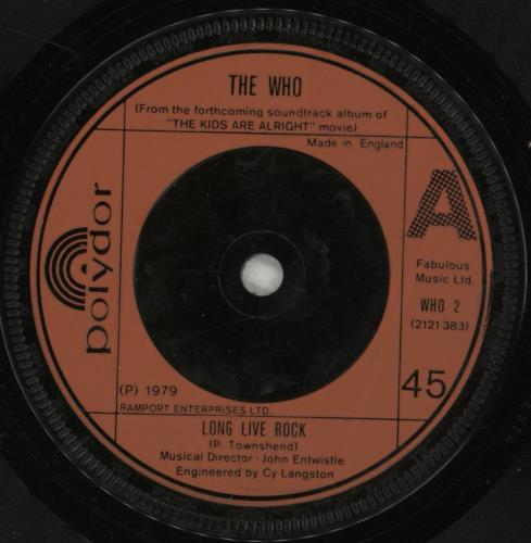 The Who Long Live Rock - P/S 7" vinyl single (7 inch record / 45) UK WHO07LO56873