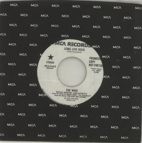 The Who Long Live Rock 7" vinyl single (7 inch record / 45) US WHO07LO49690