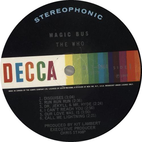 The Who Magic Bus vinyl LP album (LP record) Canadian WHOLPMA344211