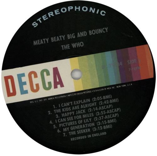 The Who Meaty Beaty Big And Bouncy vinyl LP album (LP record) US WHOLPME286196