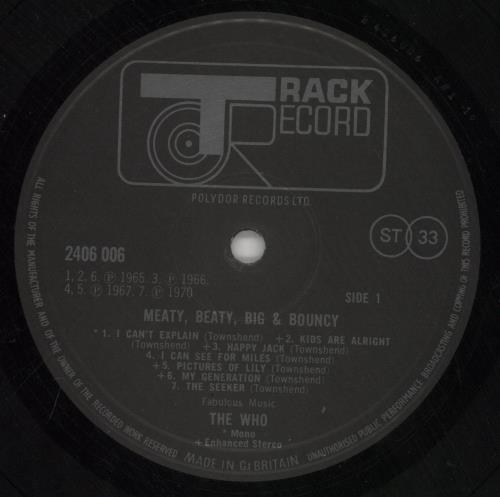 The Who Meaty, Beaty, Big & Bouncy - 3rd vinyl LP album (LP record) UK WHOLPME863457