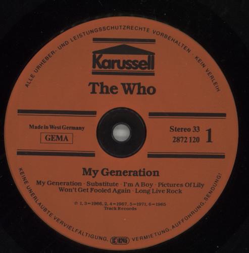 The Who My Generatiion vinyl LP album (LP record) German WHOLPMY777836