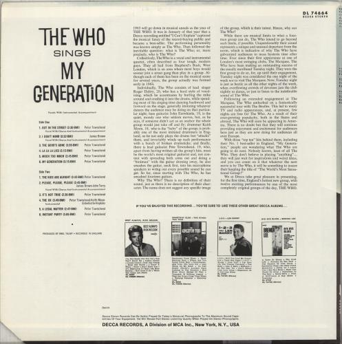 The Who My Generation - 4th vinyl LP album (LP record) US WHOLPMY604450