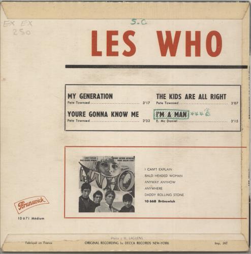 The Who My Generation E.P. - Black/gold Label - VG 7" vinyl single (7 inch record / 45) French WHO07MY873891