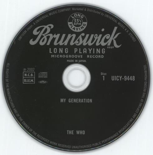 The Who My Generation 2 CD album set (Double CD) Japanese WHO2CMY337094