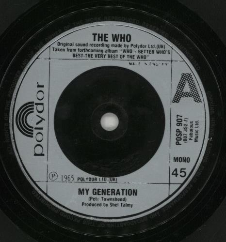 The Who My Generation 7" vinyl single (7 inch record / 45) UK WHO07MY461668