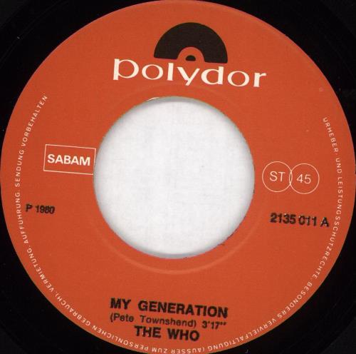 The Who My Generation 7" vinyl single (7 inch record / 45) Belgian WHO07MY662454