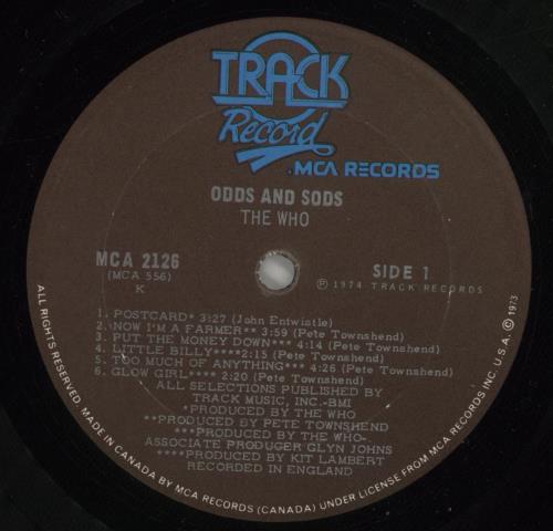 The Who Odds & Sods - Deletion Marked vinyl LP album (LP record) US WHOLPOD380337