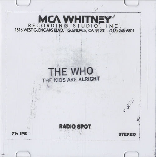 The Who Official 1979 Radio Spot Reel to Reel US WHORROF473302