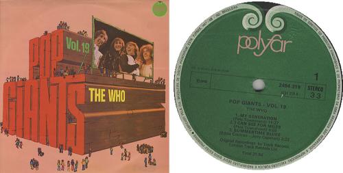 The Who Pop Giants - Vol. 19 vinyl LP album (LP record) Brazilian WHOLPPO344746