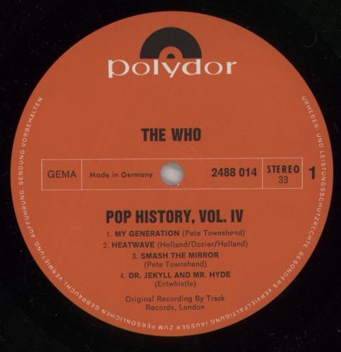 The Who Pop History Vol 4 - VG 2-LP vinyl record set (Double LP Album) German WHO2LPO607937