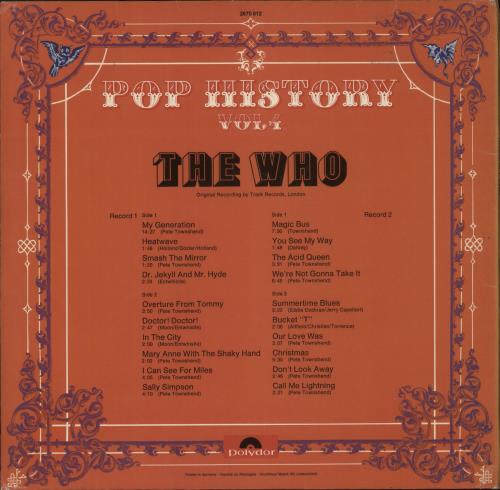 The Who Pop History Vol 4 - VG 2-LP vinyl record set (Double LP Album) German WHO2LPO607937