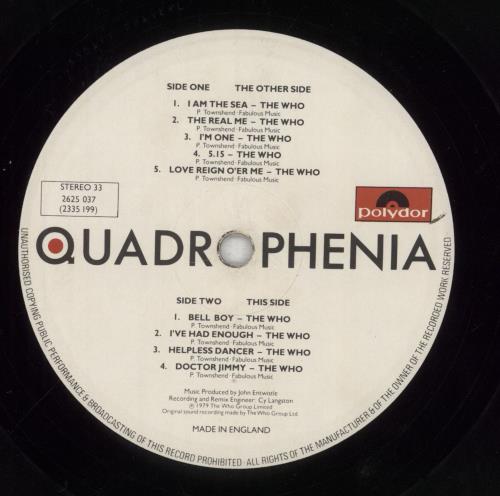 The Who Quadrophenia - VG 2-LP vinyl record set (Double LP Album) UK WHO2LQU726562