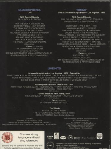 The Who Quadrophenia And Tommy Live - Sealed DVD UK WHODDQU340887