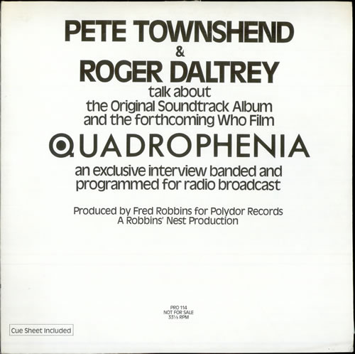 The Who Quadrophenia Radio Special vinyl LP album (LP record) US WHOLPQU199742