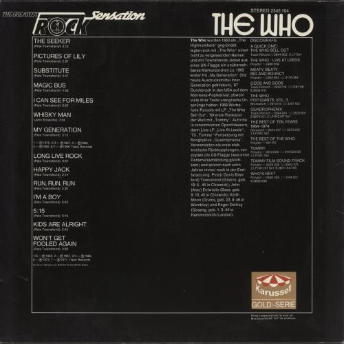 The Who Rock Sensation - EX vinyl LP album (LP record) German WHOLPRO866386