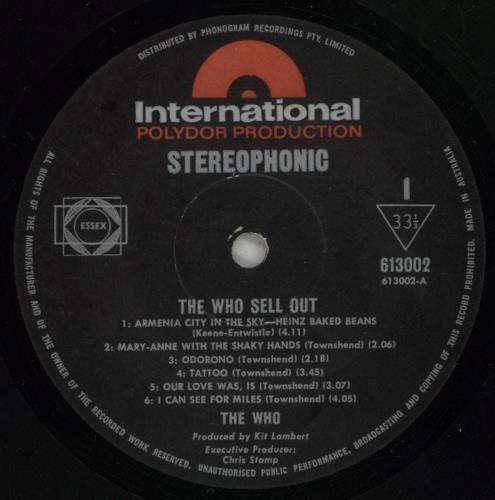 The Who Sell Out - VG vinyl LP album (LP record) Australian WHOLPSE874499